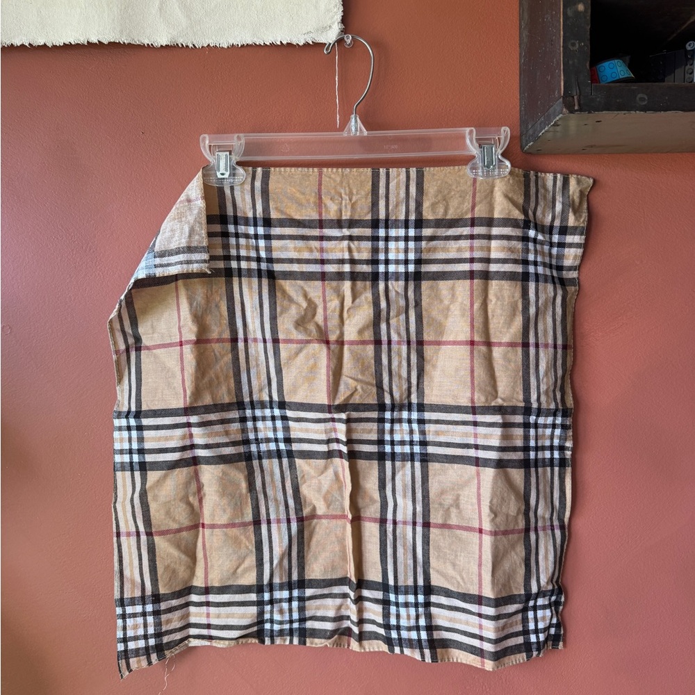 Burberry Beige Plaid cotton Scarf with Black & White Stripes